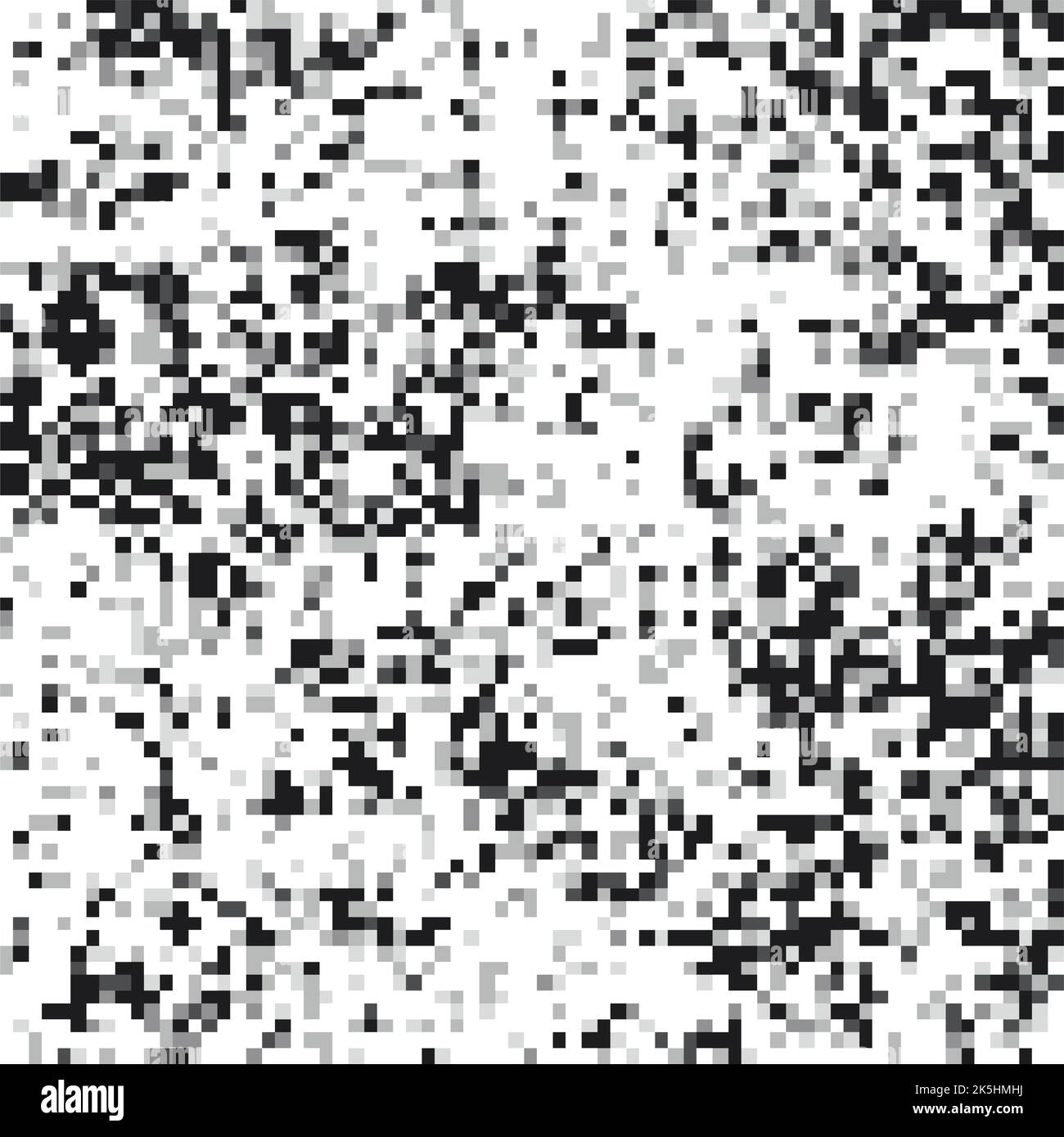 Mosaico pixel motivo senza cuciture in toni monocromatici. Texture ripetuta con punti quadrati di colore bianco e nero. Sfondo vettoriale geometrico. Illustrazione Vettoriale