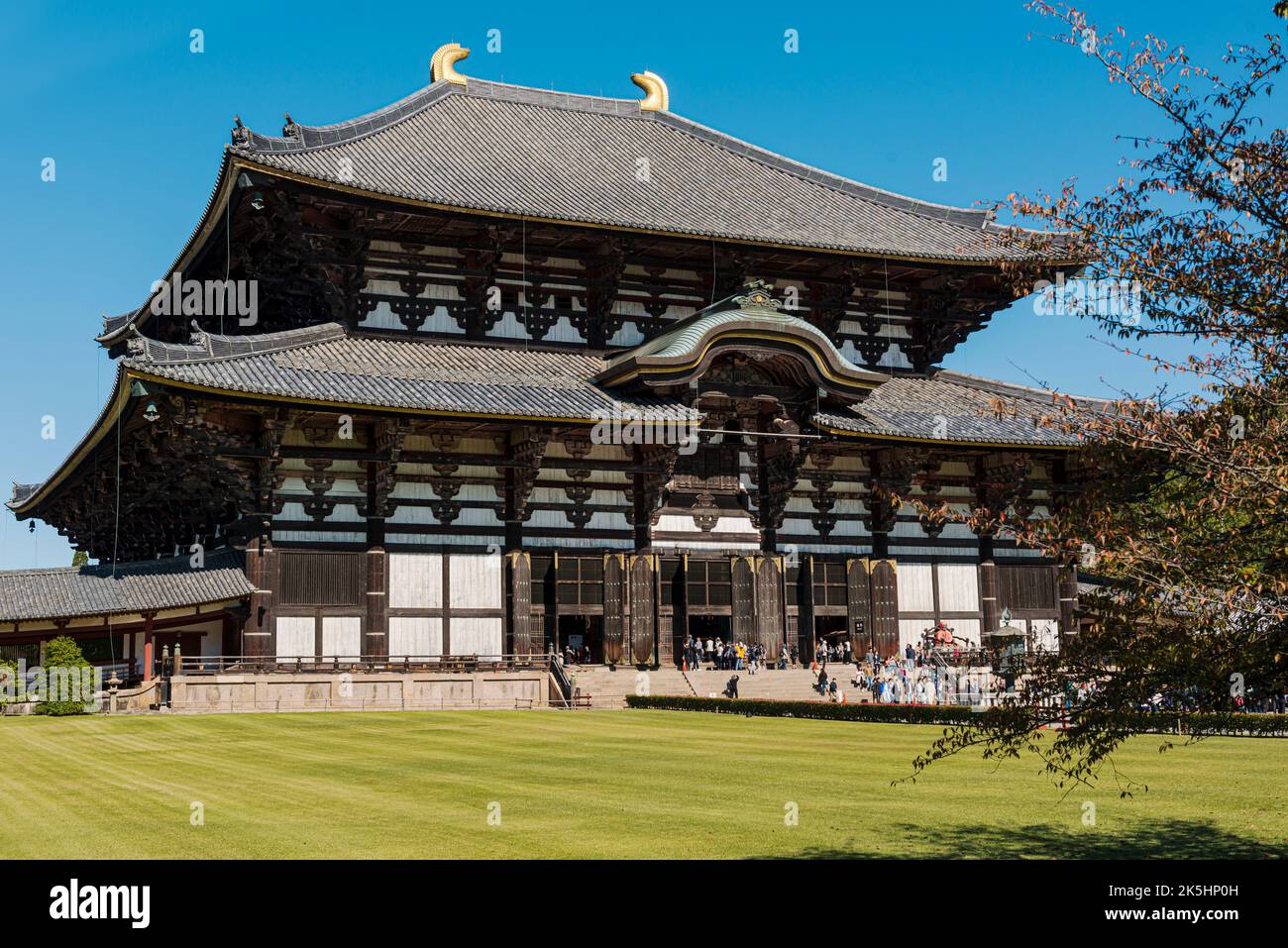 La Grande Sala del Buddha, il tempio Todai-ji, Nara, Giappone Foto Stock