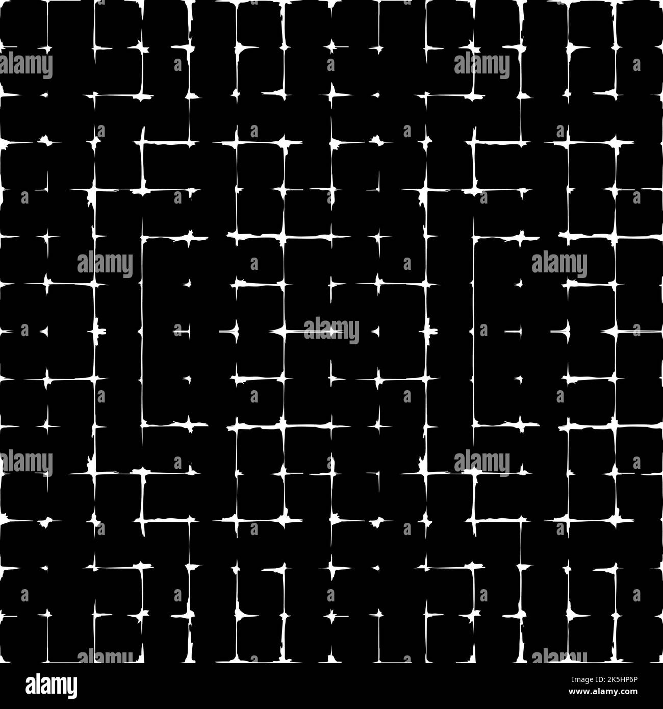 Pattern senza cuciture con effetto di sovrapposizione. Trama grunge di griglia astratta irregolare. Linee e macchie che si intersecano in ordine caotico. Ripetizione geometrica b Illustrazione Vettoriale