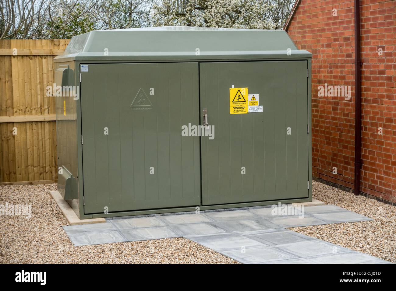 Nuovo recinto per sottostazione elettrica, Burton Lazars, Leicestershire, Inghilterra, Regno Unito Foto Stock