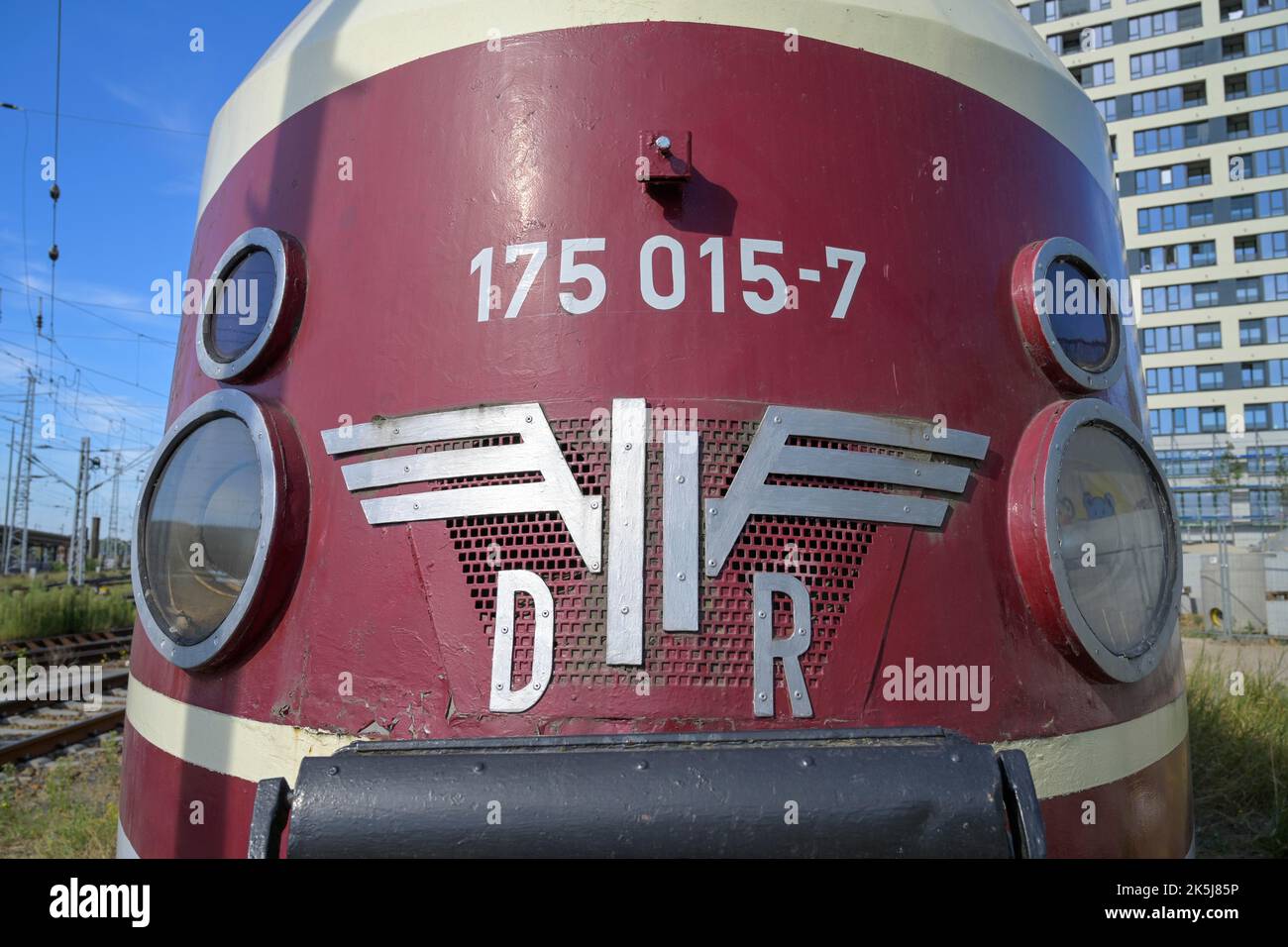 Treno statale GDR, stazione ferroviaria, Lichtenberg, Berlino, Germania Foto Stock