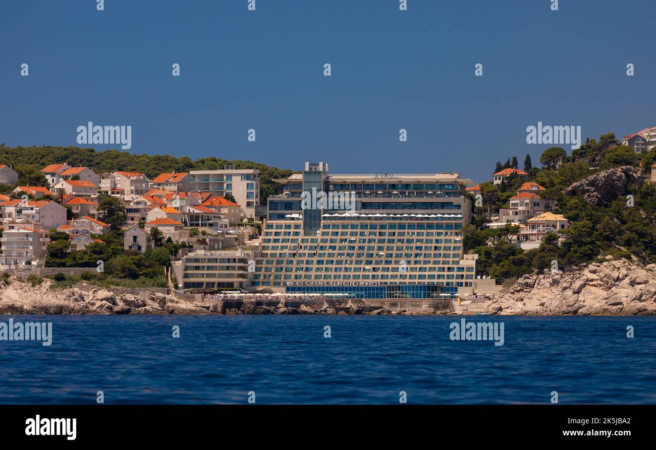 DUBROVNIK, CROAZIA, EUROPA - Hotel Rixos, sulla costa della Dalmazione. Foto Stock