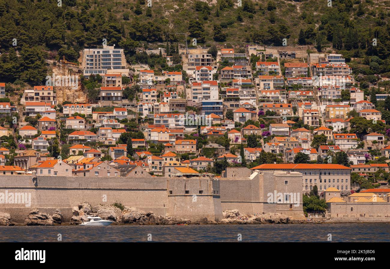 DUBROVNIK, CROAZIA, EUROPA - la città fortificata di Dubrovnik sulla costa della Dalmazione. Foto Stock