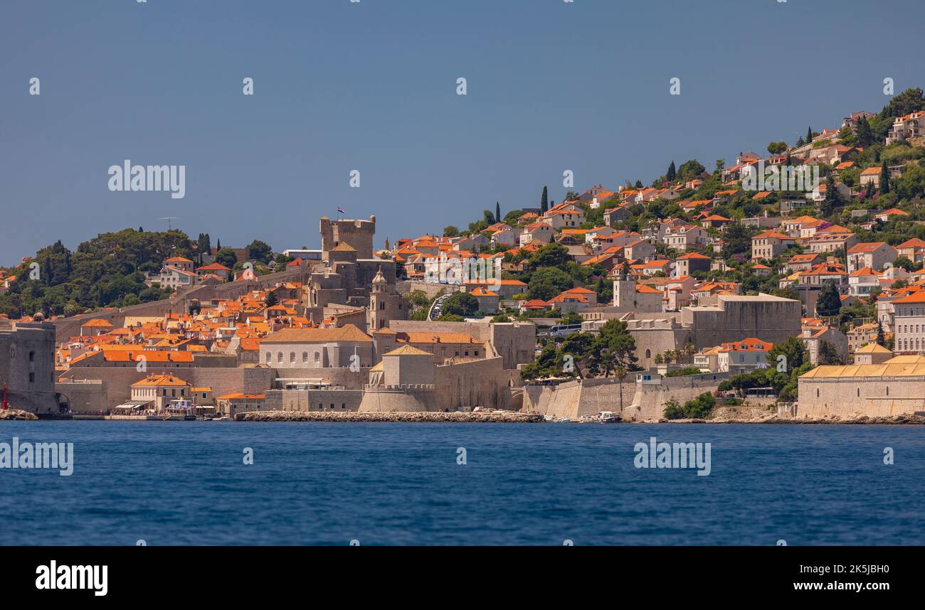 DUBROVNIK, CROAZIA, EUROPA - la città fortificata di Dubrovnik sulla costa della Dalmazione. Foto Stock