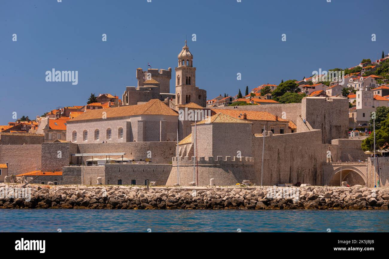 DUBROVNIK, CROAZIA, EUROPA - la città fortificata di Dubrovnik sulla costa della Dalmazione. Foto Stock