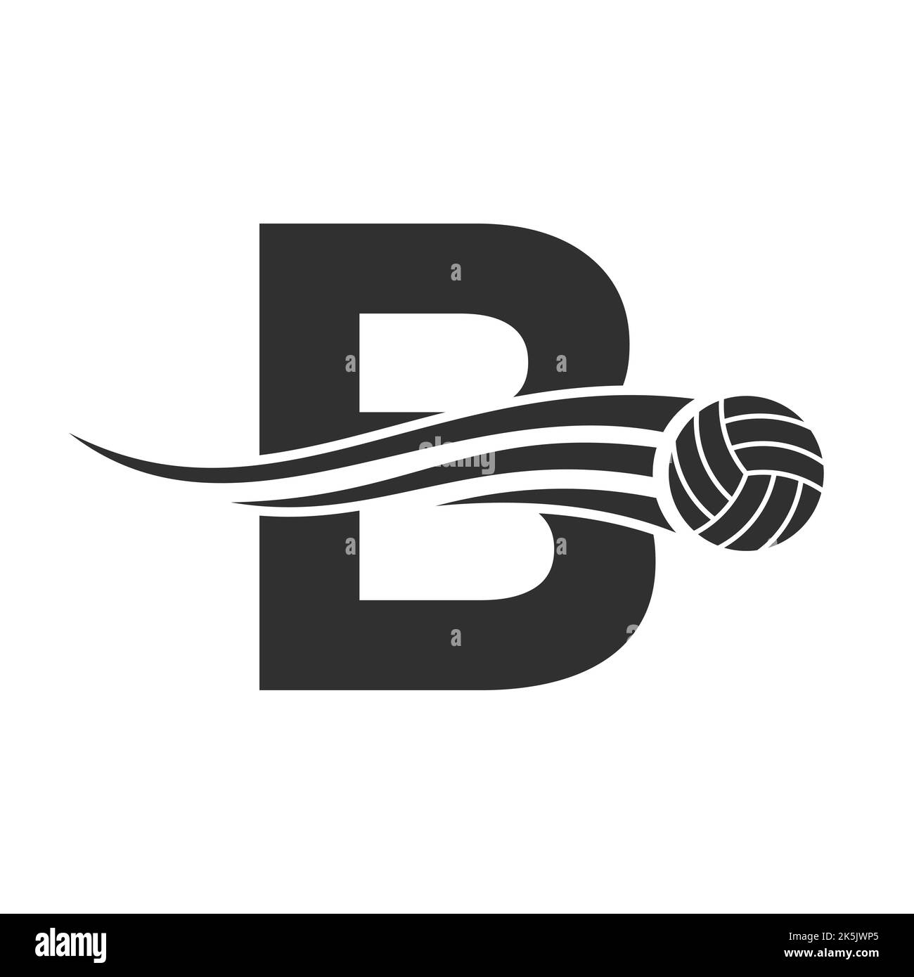 Modello vettoriale lettera B Volley Logo Design per Volley Ball Club Symbol. Modello del cartello di pallavolo Illustrazione Vettoriale