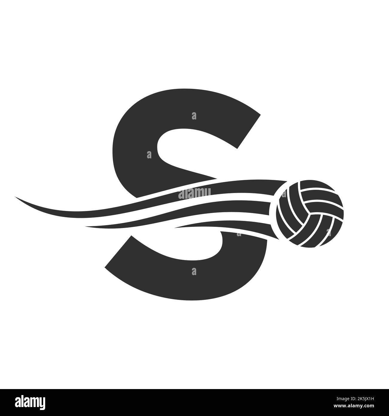 Modello vettoriale lettera S Volley Logo Design per Volley Ball Club Symbol. Modello del cartello di pallavolo Illustrazione Vettoriale
