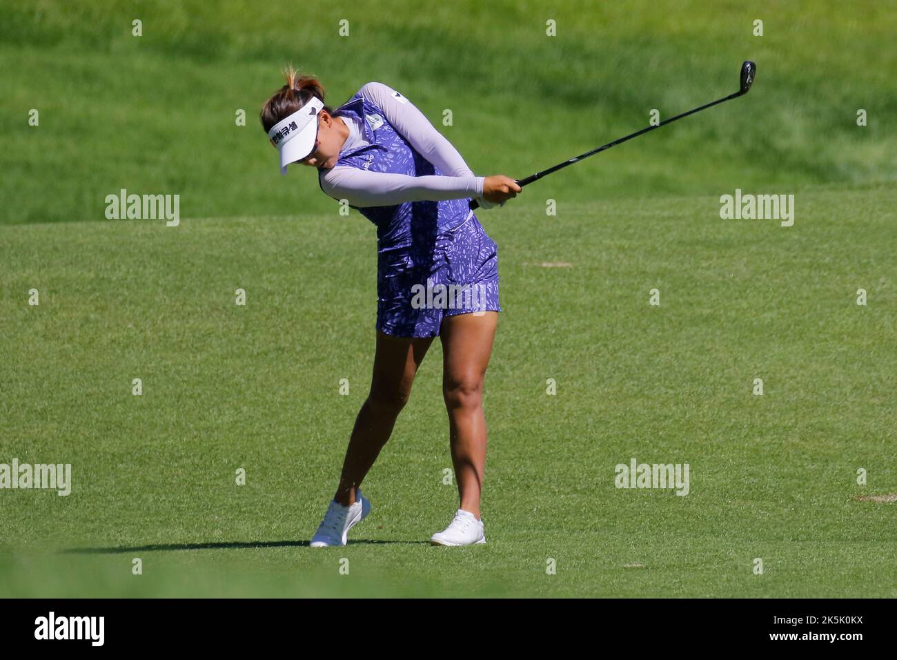 Agosto 27, 2022-Chuncheon, Corea del Sud-Jenny Shin azione sulla sala 1th durante un Hanhwa Classic 2022 Round 3 al Jade Palace Golf Club a Chuncheon, Corea del Sud. Foto Stock