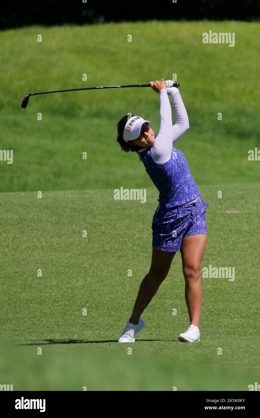 Agosto 27, 2022-Chuncheon, Corea del Sud-Jenny Shin azione sulla sala 1th durante un Hanhwa Classic 2022 Round 3 al Jade Palace Golf Club a Chuncheon, Corea del Sud. Foto Stock