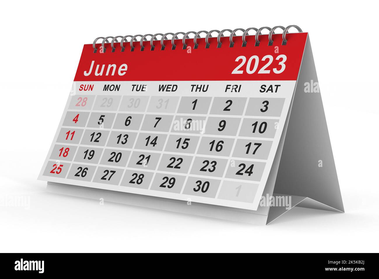 2023 anni. Calendario di giugno. Illustrazione 3D isolata Foto Stock