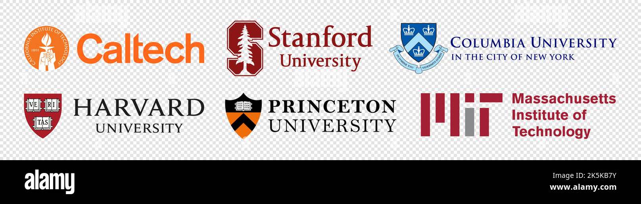 Loghi delle più famose università americane in formato vettoriale Illustrazione Vettoriale
