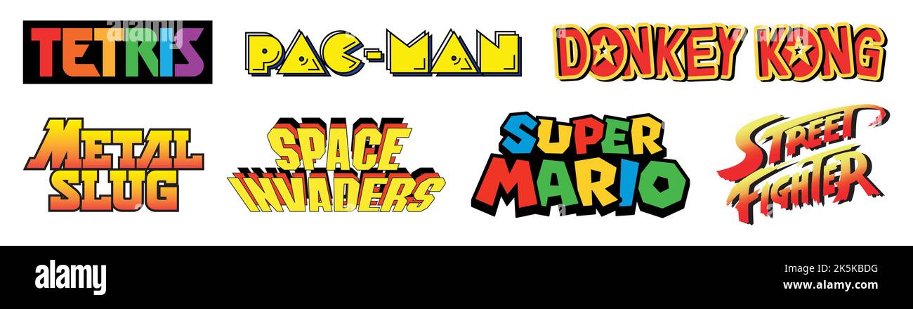 Logo dei migliori giochi arcade del mondo in formato vettoriale Illustrazione Vettoriale