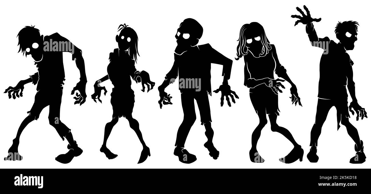 Set di silhouette Zombie Illustrazione Vettoriale