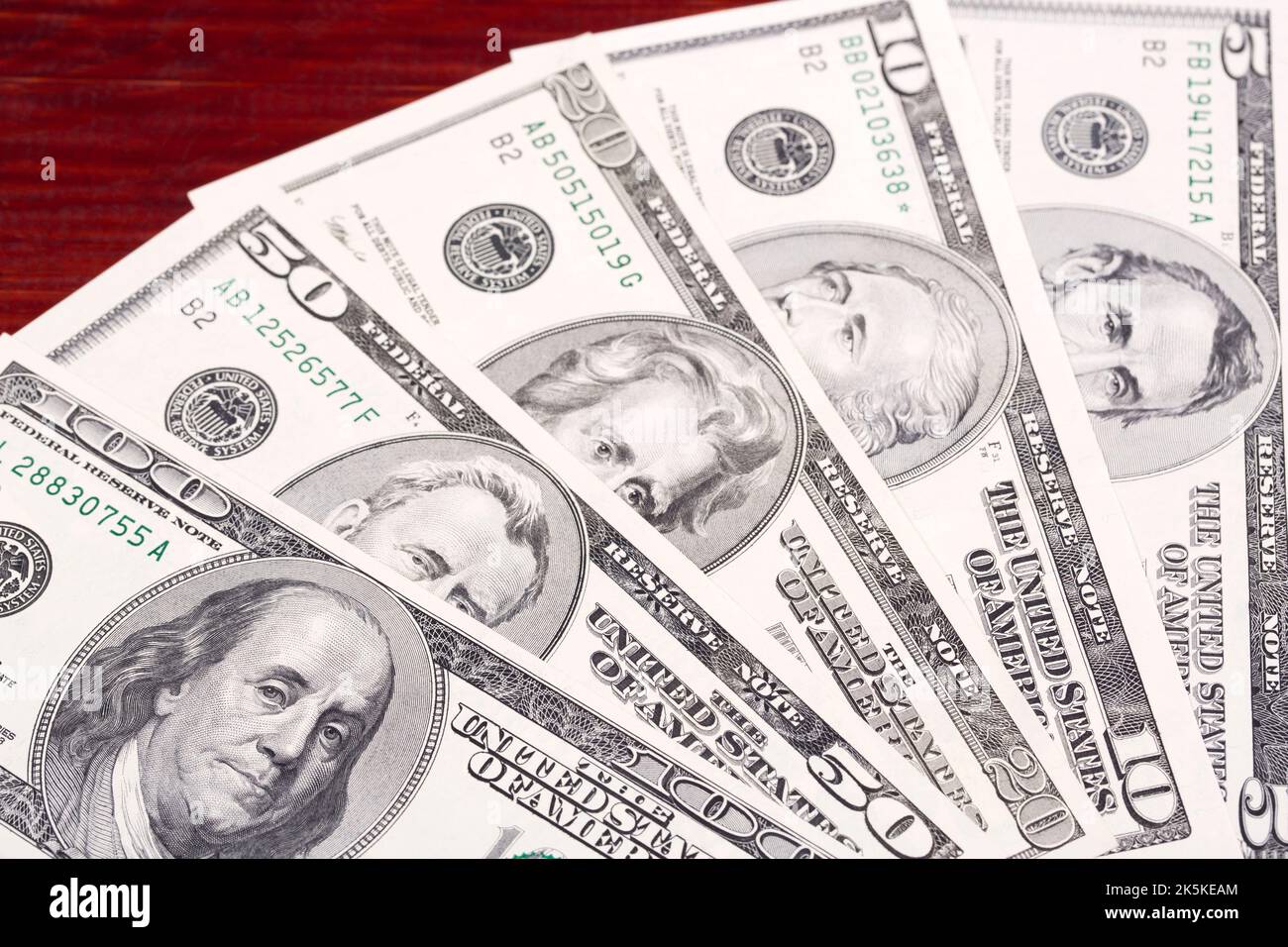 Soldi americani - Dollars un background di affari Foto Stock