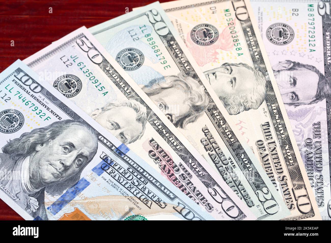 Soldi americani - Dollars un background di affari Foto Stock