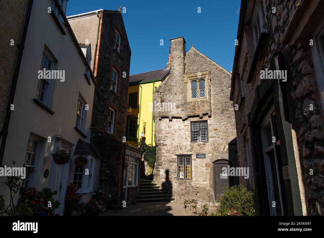 15th ° secolo Tudor Merchants House a Tenby, nel Galles occidentale. Foto Stock