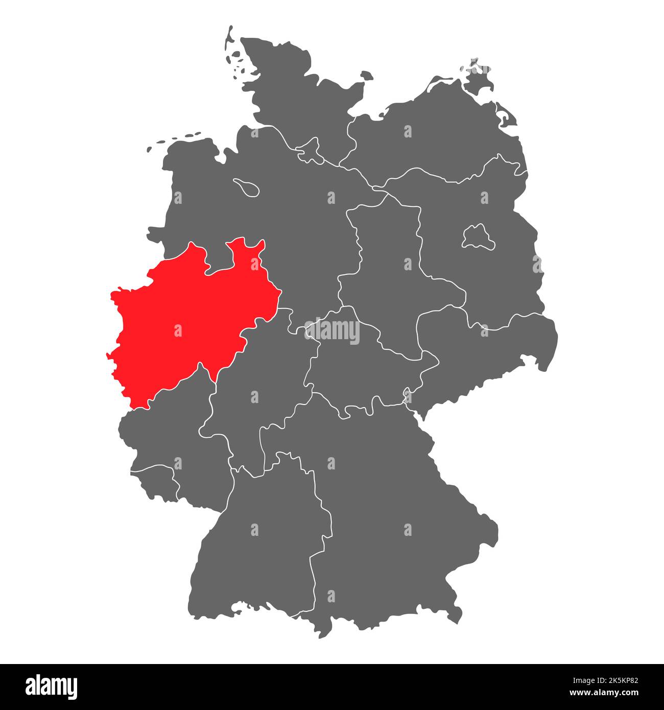 Icona della mappa tedesca della Renania settentrionale-Vestfalia, illustrazione vettoriale di sfondo grafico isolata . Illustrazione Vettoriale