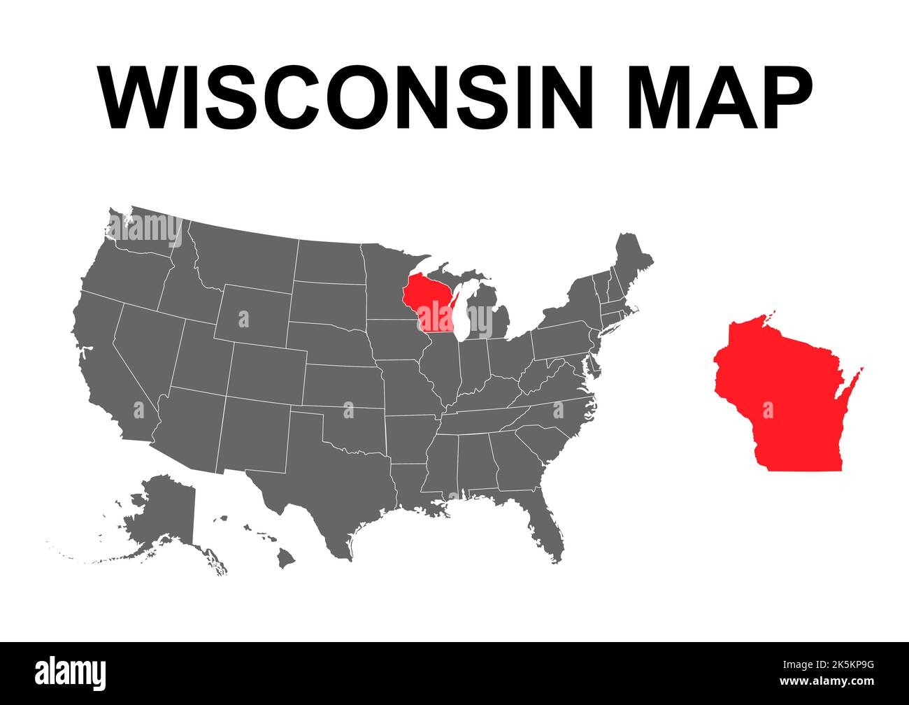 Forma della mappa del Wisconsin, stati uniti d'america. Illustrazione vettoriale simbolo icona concetto piatto . Illustrazione Vettoriale