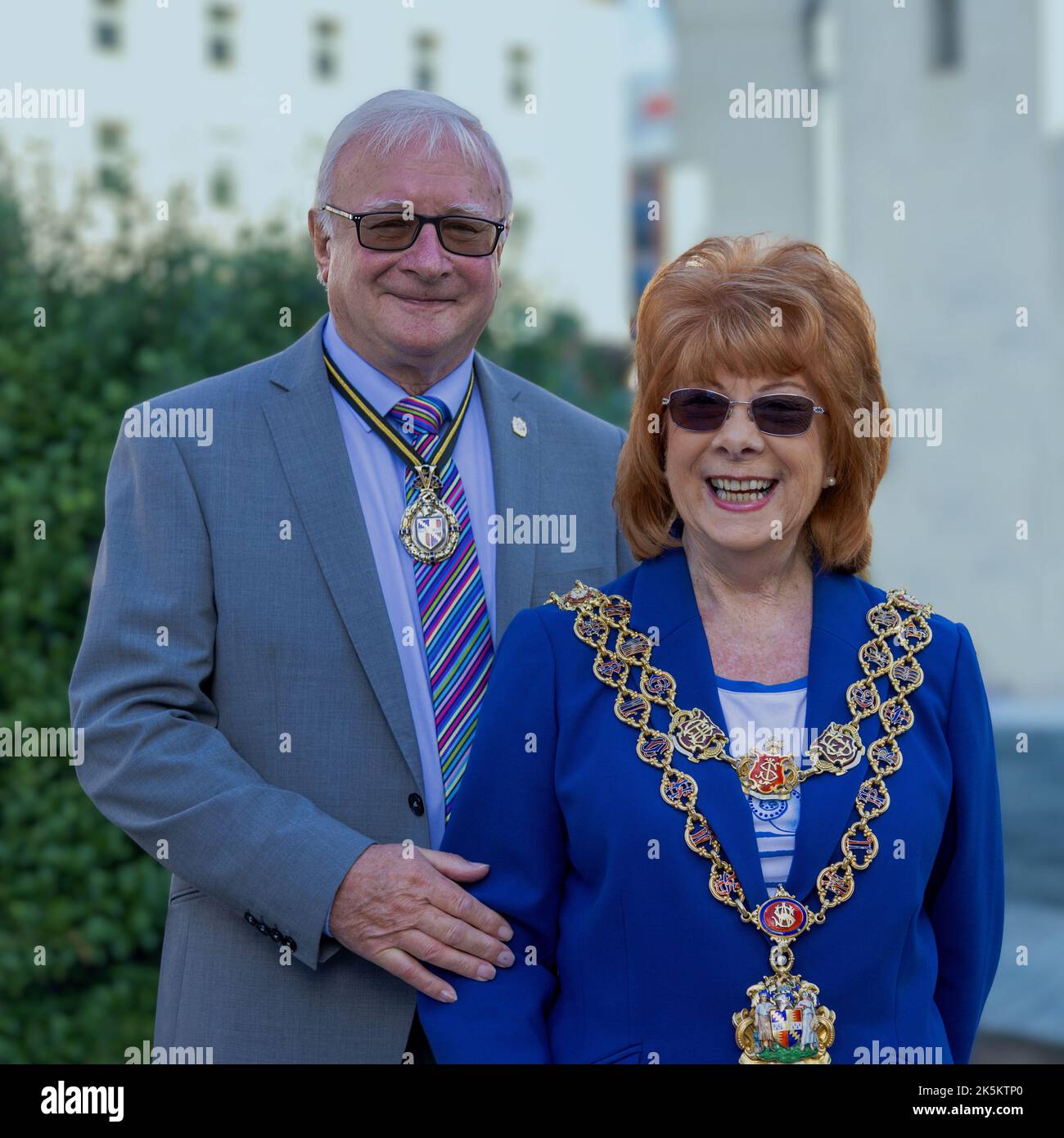 Ritratto del sindaco di Birmingham, Cllr Maureen Cornish, e del consorte del sindaco, suo marito Malcolm. Foto Stock