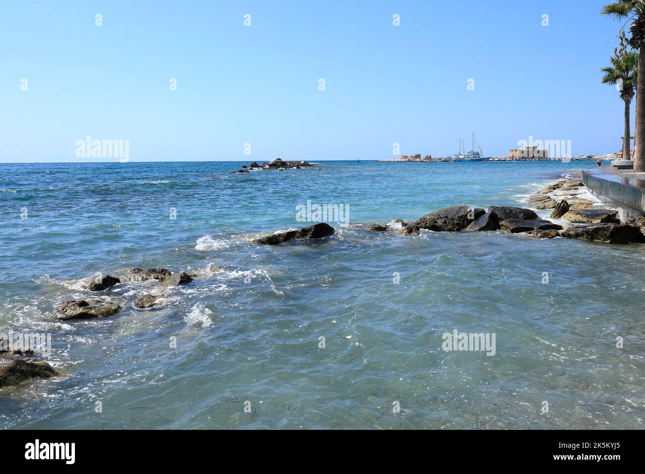 Castello e Porto di Paphos Foto Stock