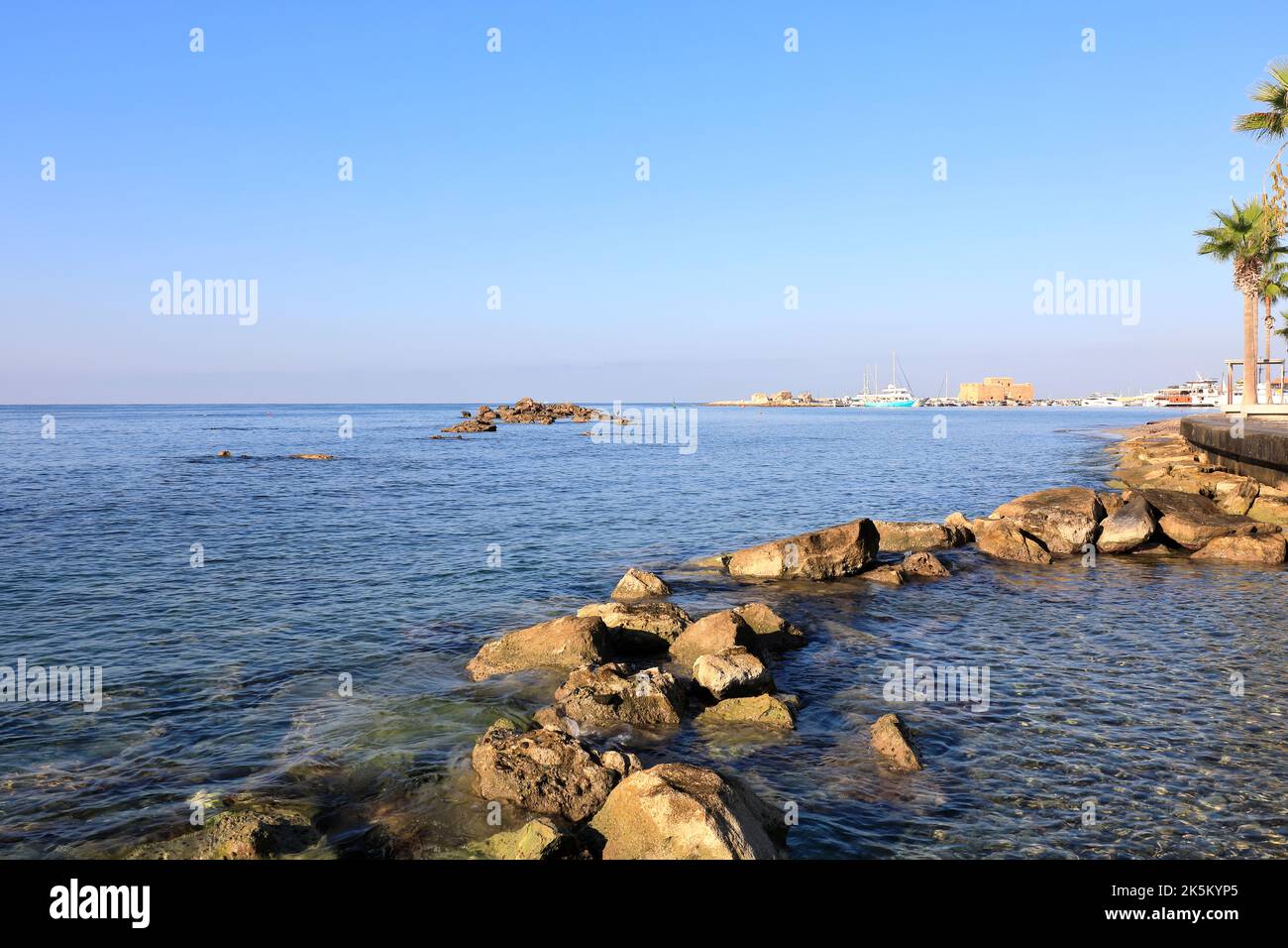 Castello e Porto di Paphos Foto Stock