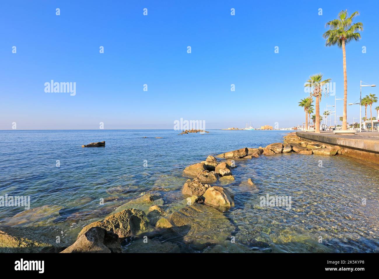 Castello e Porto di Paphos Foto Stock