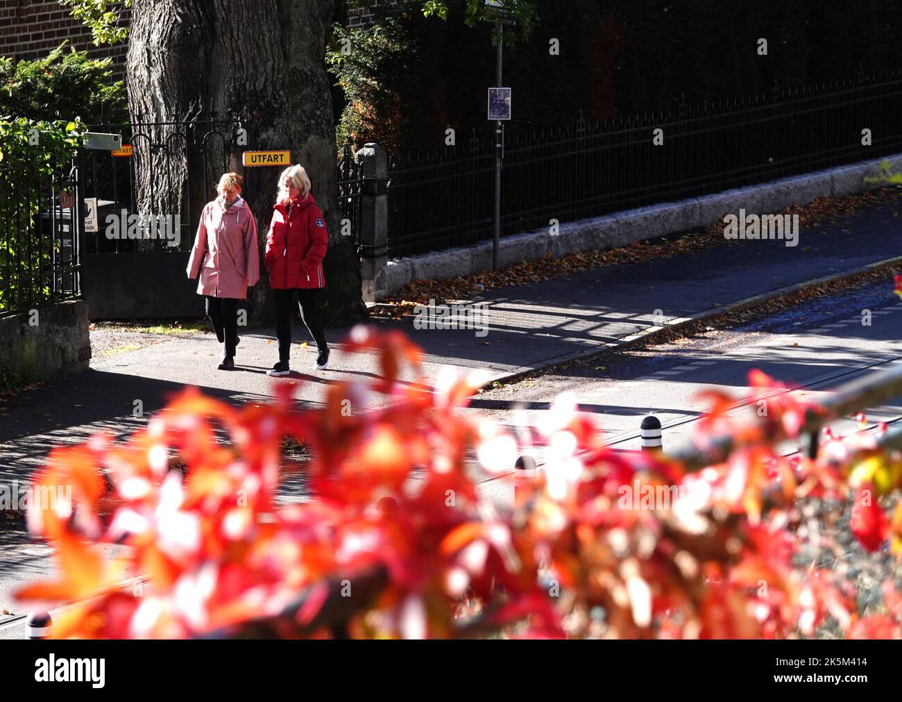 (221009) -- STOCCOLMA, 9 ottobre 2022 (Xinhua) -- la gente cammina su una strada a Stoccolma, Svezia, 8 ottobre 2022. (Xinhua/Ren Pengfei) Foto Stock