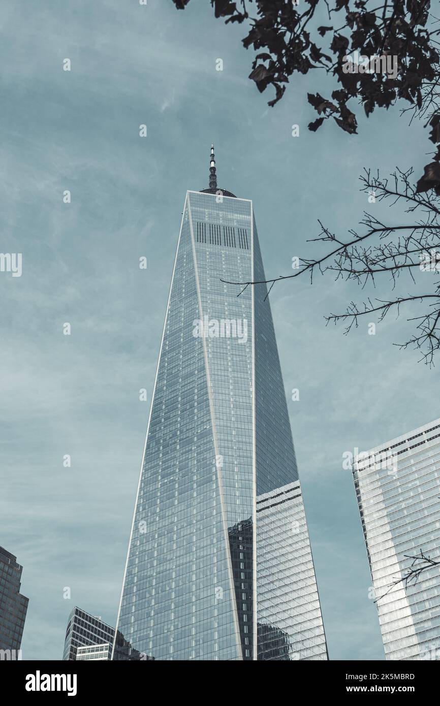 Uno scatto verticale del World Trade Center di NYC Foto Stock