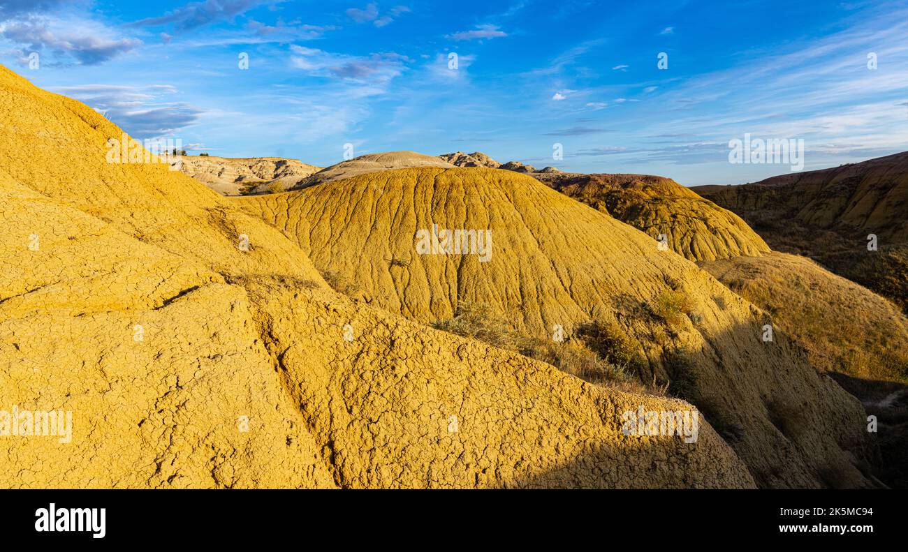 Antico letto di mare a Yellow Mounds Basin, Badlands National Park, South Dakota, USA Foto Stock