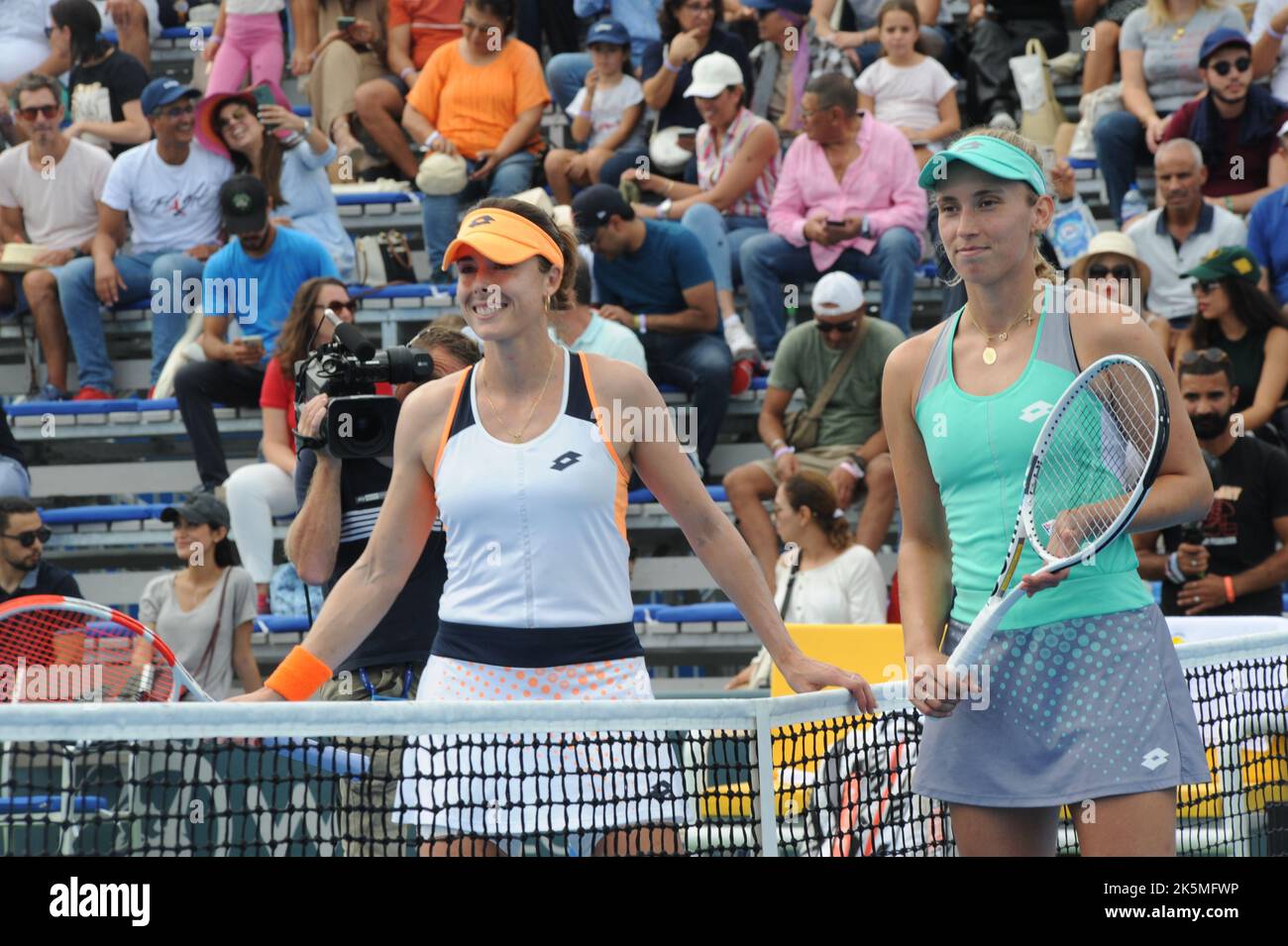 Monastir, Tunisia. 9th Ott 2022. AlizÅ½ Cornet (Francia) vs Elise Mertens (Belgio) durante la finale del torneo di tennis jasmin Open Monastir 2022 (Credit Image: © Chokri Mahjoub/ZUMA Press Wire) Credit: ZUMA Press, Inc./Alamy Live News Foto Stock