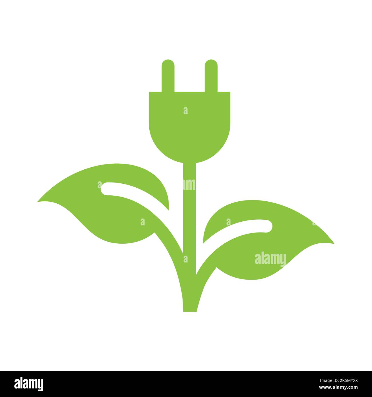 Icona vettoriale spina elettrica e impianto. Simbolo verde, energia naturale, risorse sostenibili. Illustrazione Vettoriale