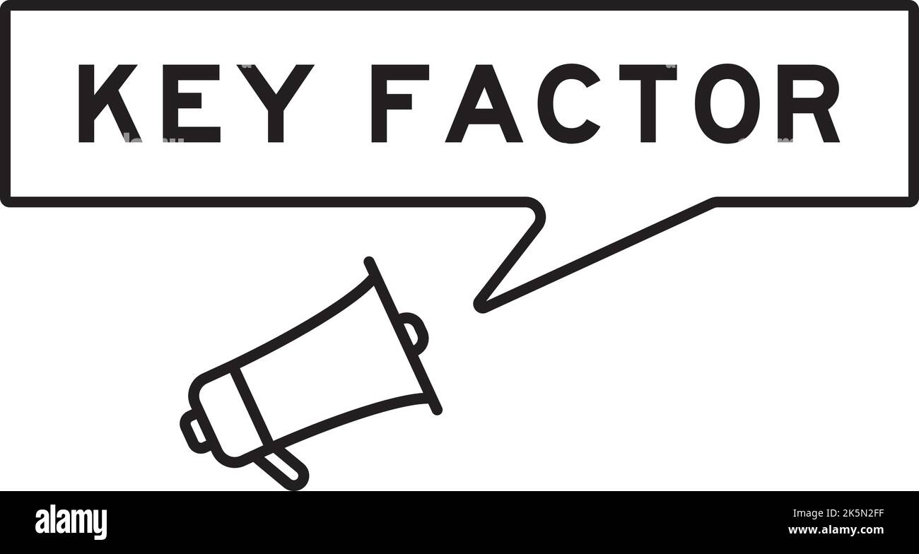 Icona del megafono con bolla vocale nel fattore chiave della parola su sfondo bianco Illustrazione Vettoriale