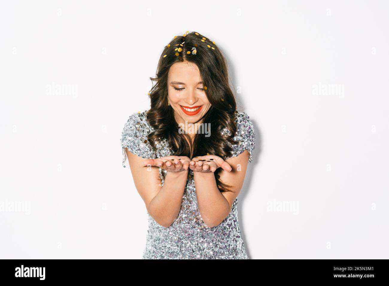 natale decorazione felice donna festa festa Foto Stock