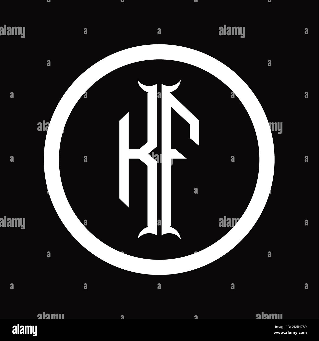 FK Logo monogramma lettera con modello a forma di corno esagonale Foto Stock