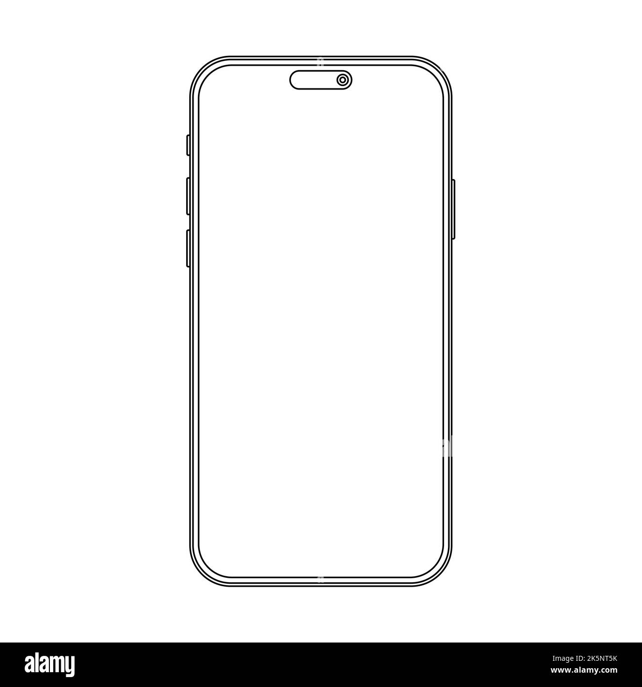 Delineate il modello di telefono per il vostro progetto, dimostrazione dell'app visual ui. Linea di tratto di alta qualità versione più recente dell'illustrazione vettoriale dello smartphone Illustrazione Vettoriale