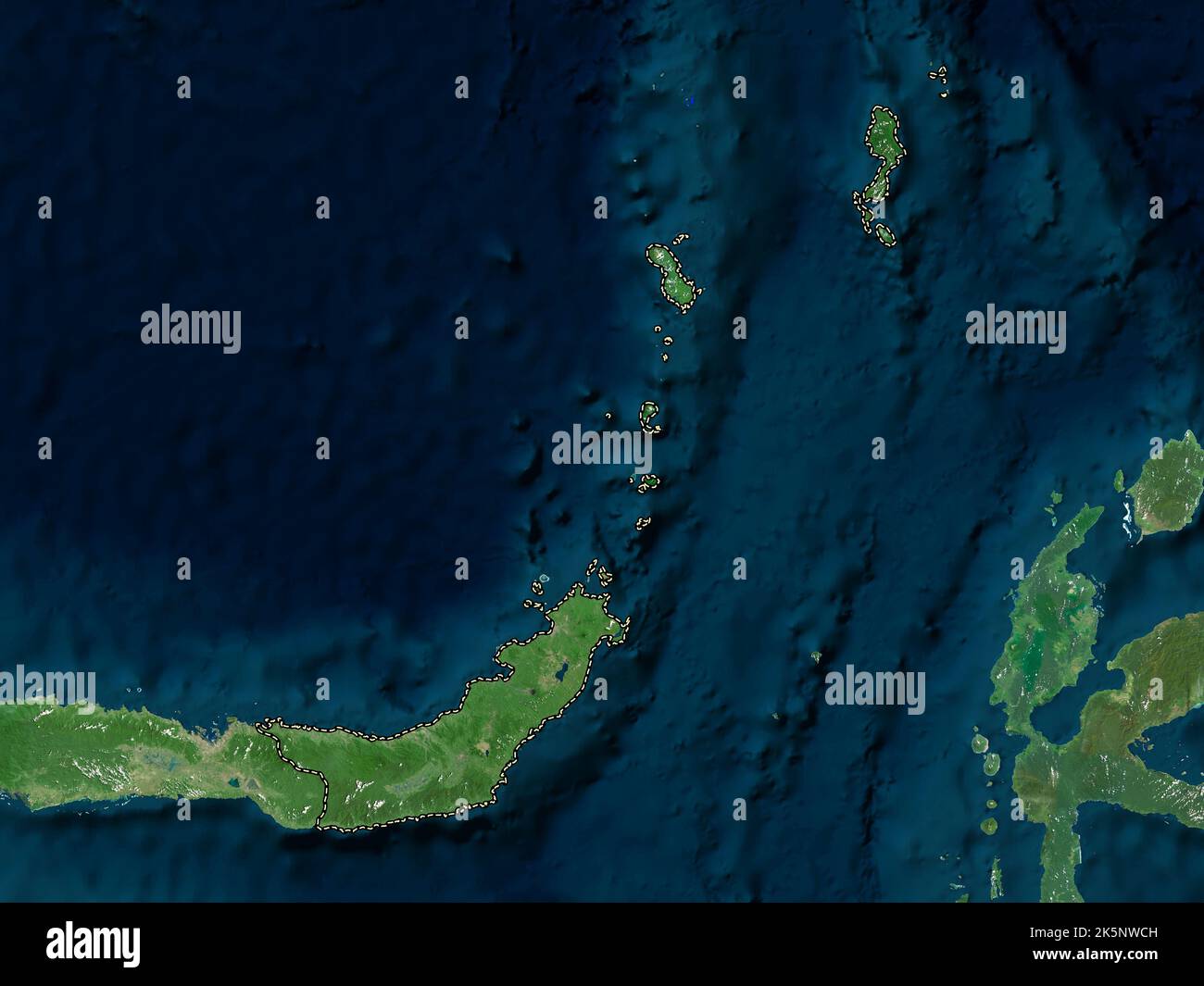 Sulawesi Utara, provincia dell'Indonesia. Mappa satellitare ad alta risoluzione Foto Stock