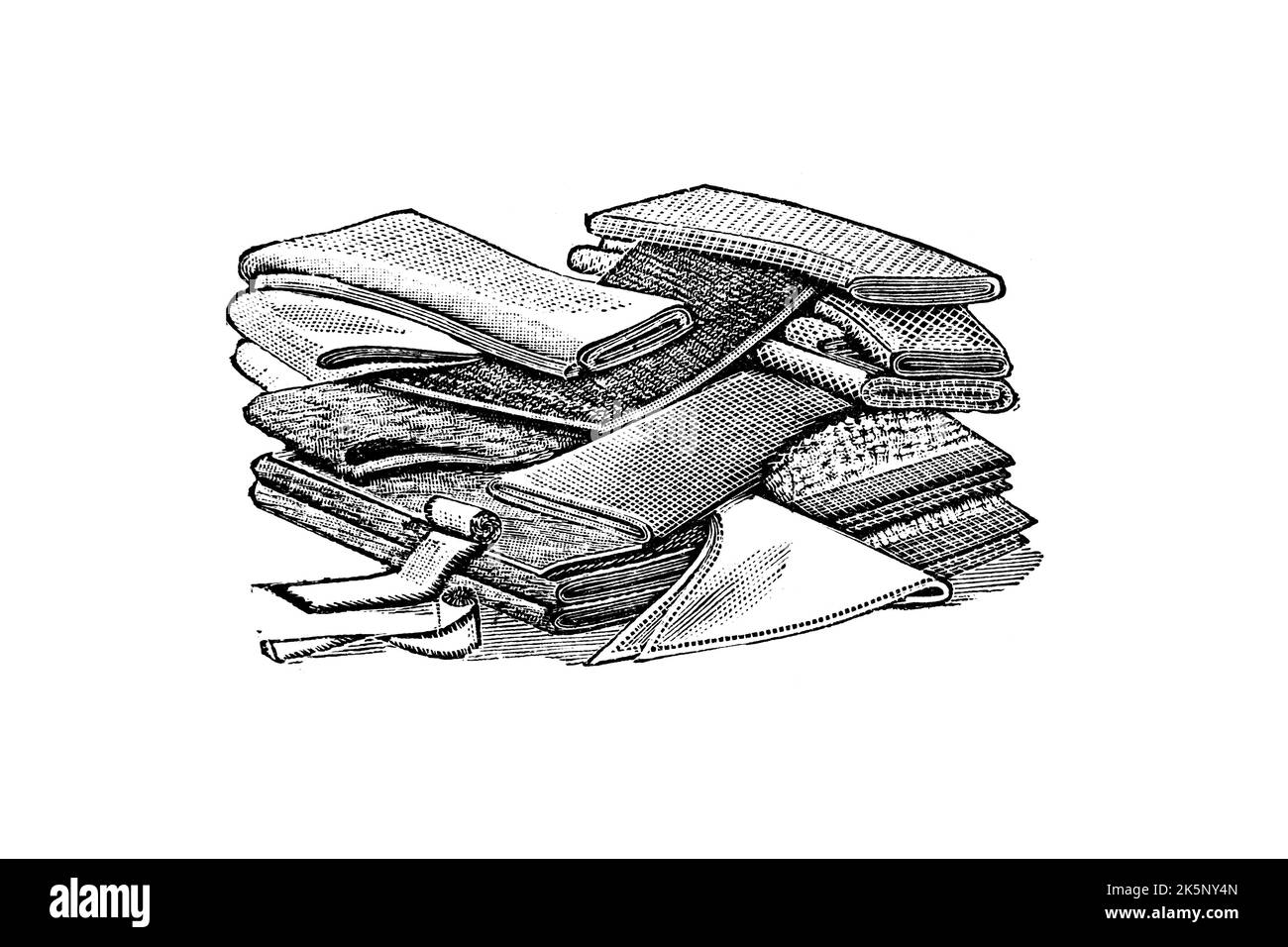 Tessuti per pannolini e tovaglioli igienici – Illustrazione vintage 1910s Foto Stock