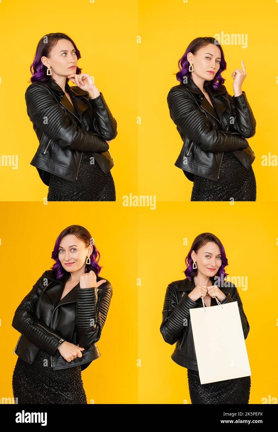 proposta di shopping collage femminile ritratto nero Foto Stock
