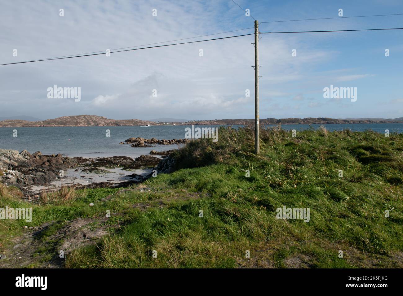 L'isola di Mull da Iona, Ebridi interne, Scozia, Regno Unito Foto Stock