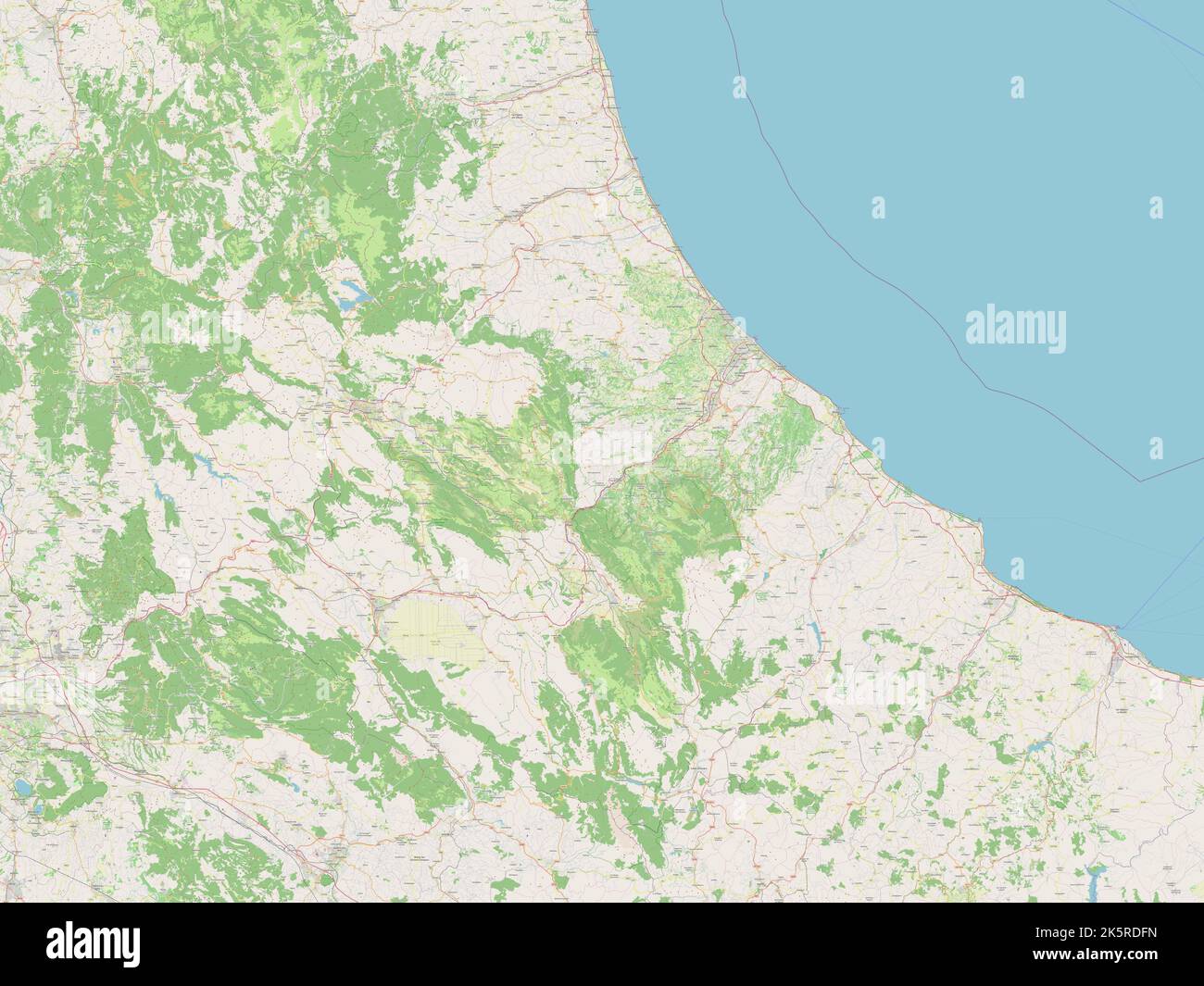 Abruzzo, regione d'Italia. Aprire la mappa stradale Foto Stock