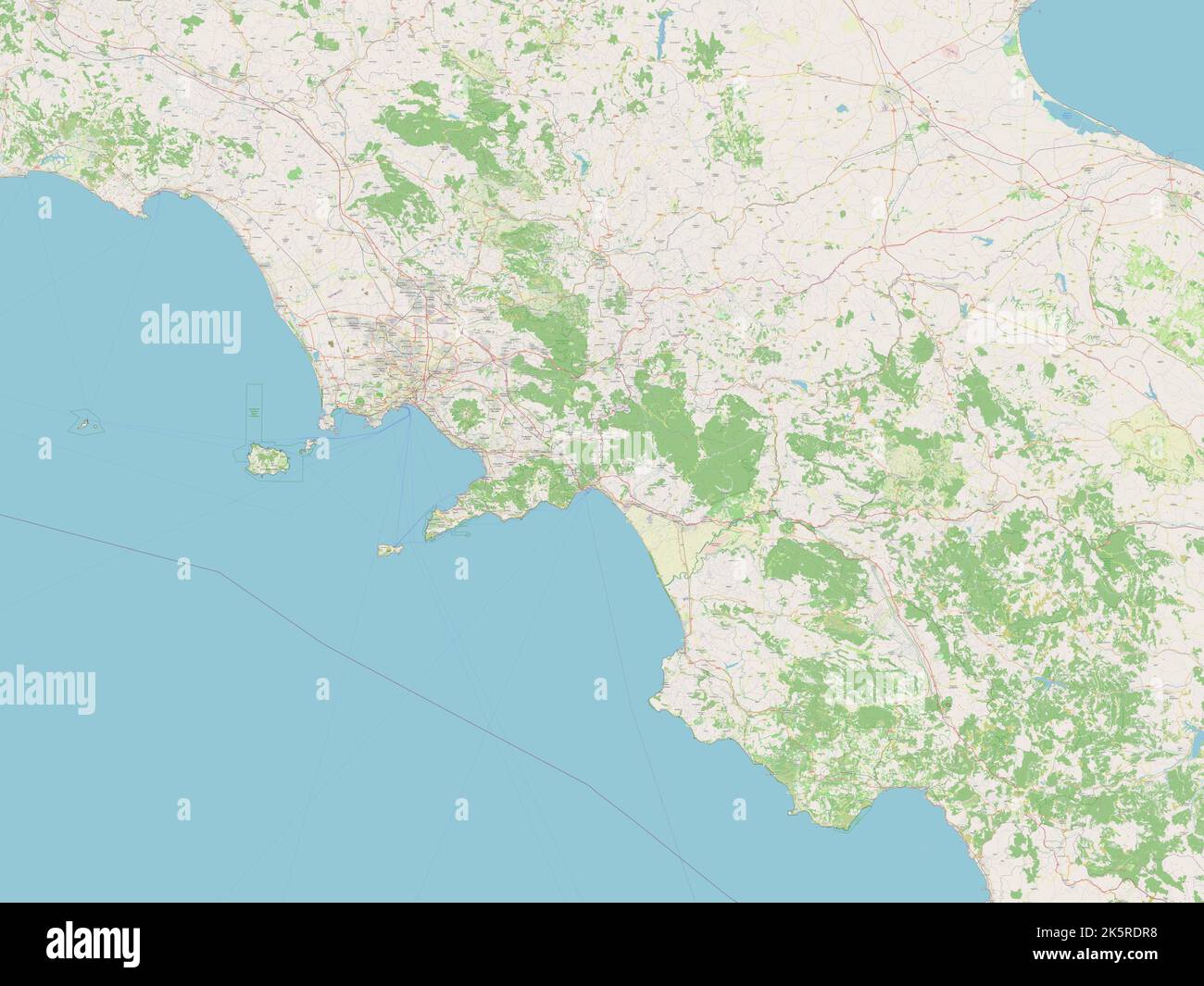 Campania, regione d'Italia. Aprire la mappa stradale Foto Stock