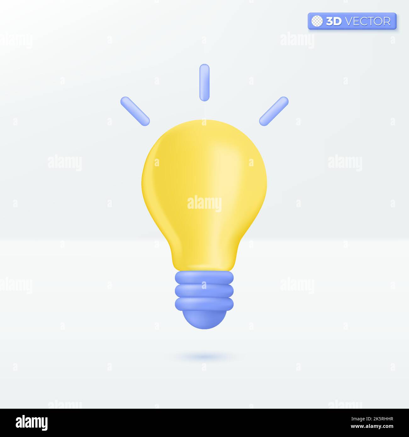 Lampadina LED icona simbolo. Innovazione creativa, sviluppo, idea icona metafora. Disegno di illustrazione con isolamento vettoriale 3D. Cartoon pastello stile minimal Illustrazione Vettoriale