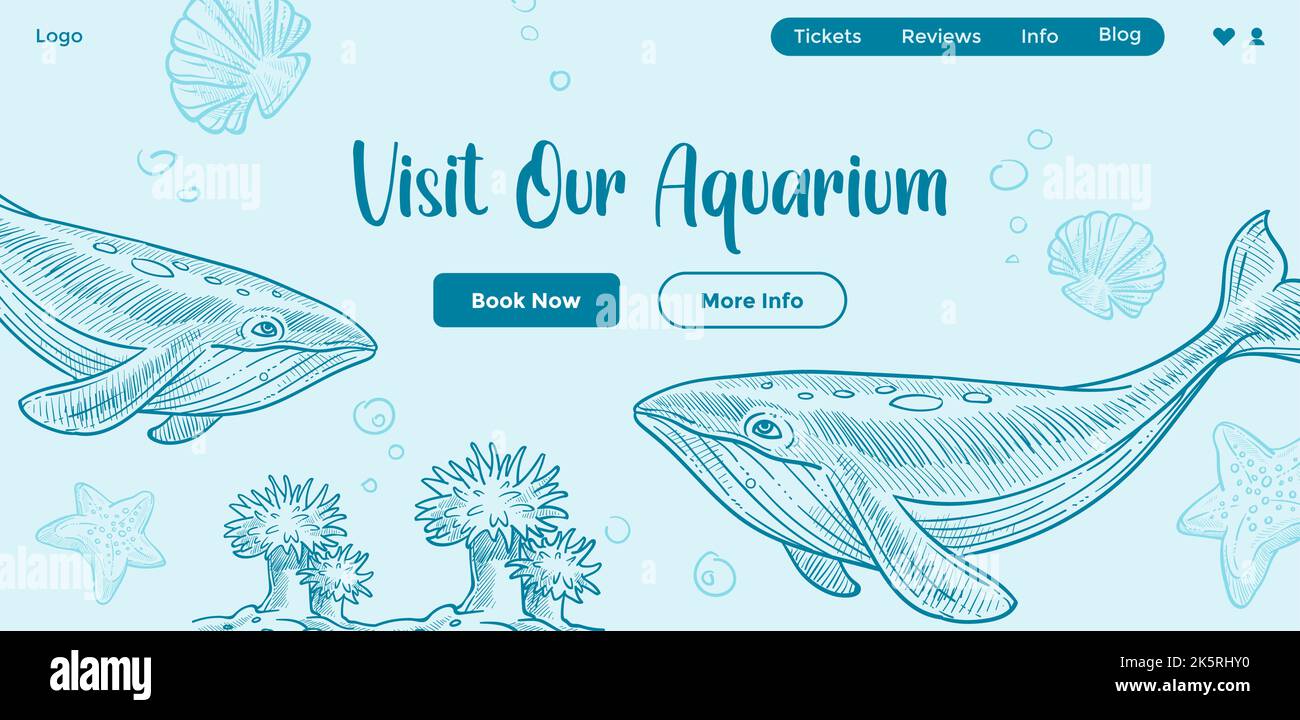 Visita il nostro acquario, sito web con prenotazione biglietti Illustrazione Vettoriale