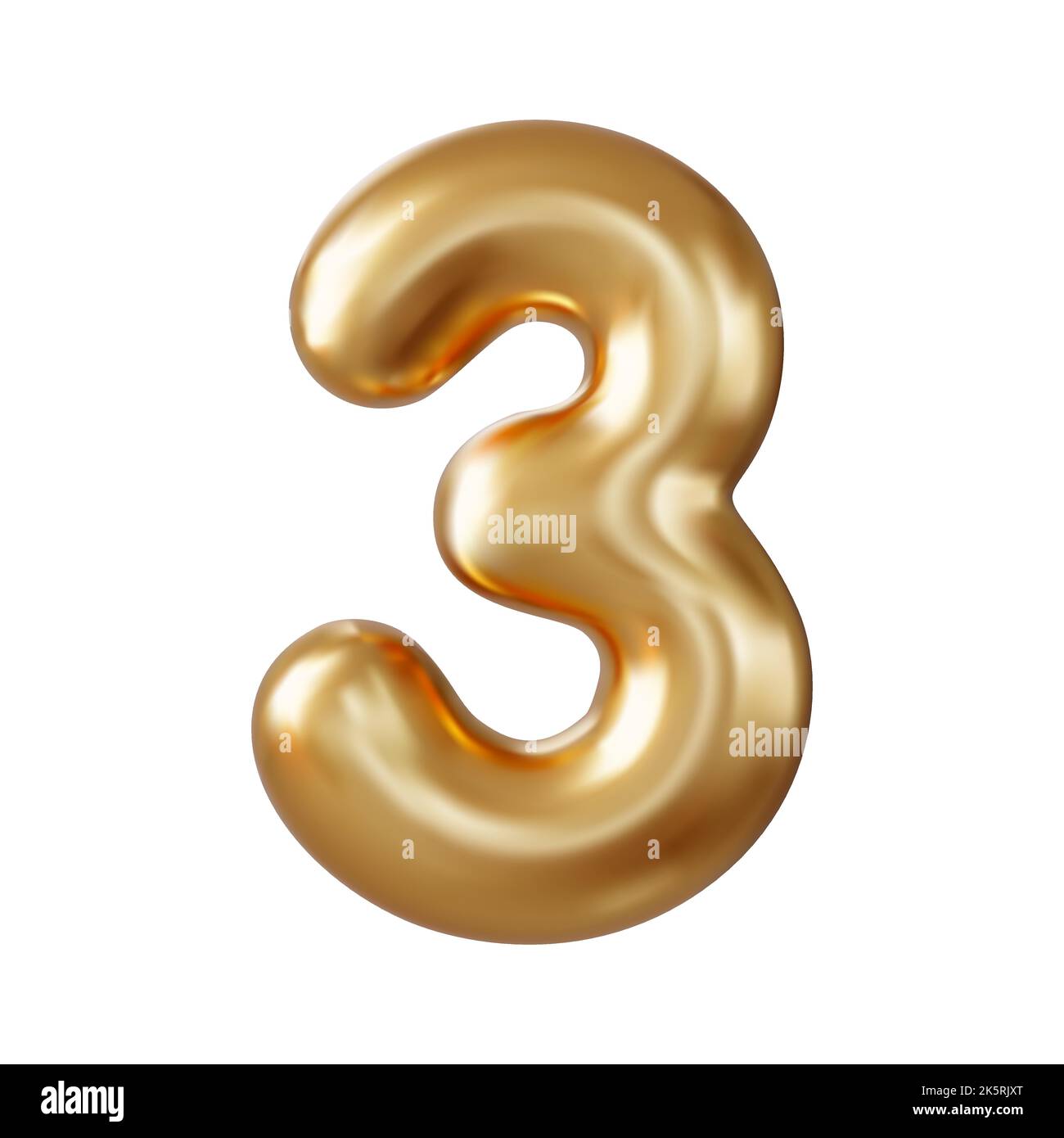 3D numero 3. Segno di tre numeri di colore rosso. Illustrazione Vettoriale