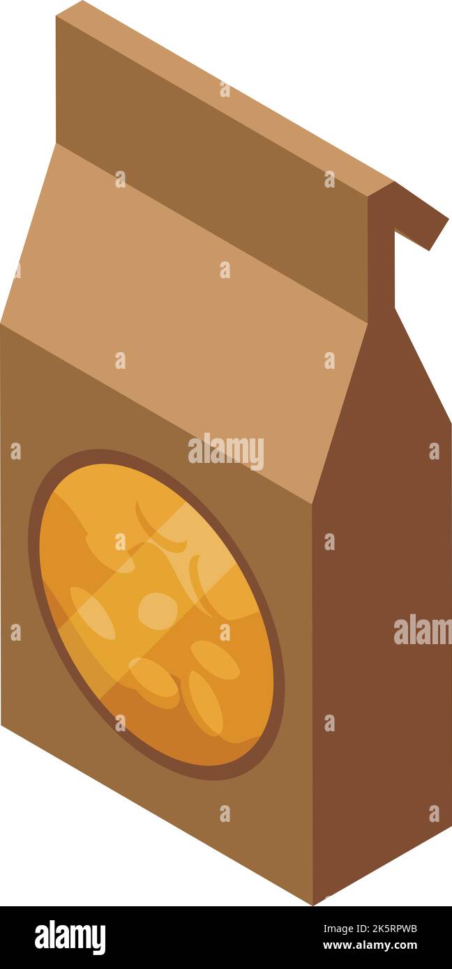 Vettore isometrico Icon pacchetto farina di soia. Nutrizione organica. Cibo di dieta Illustrazione Vettoriale