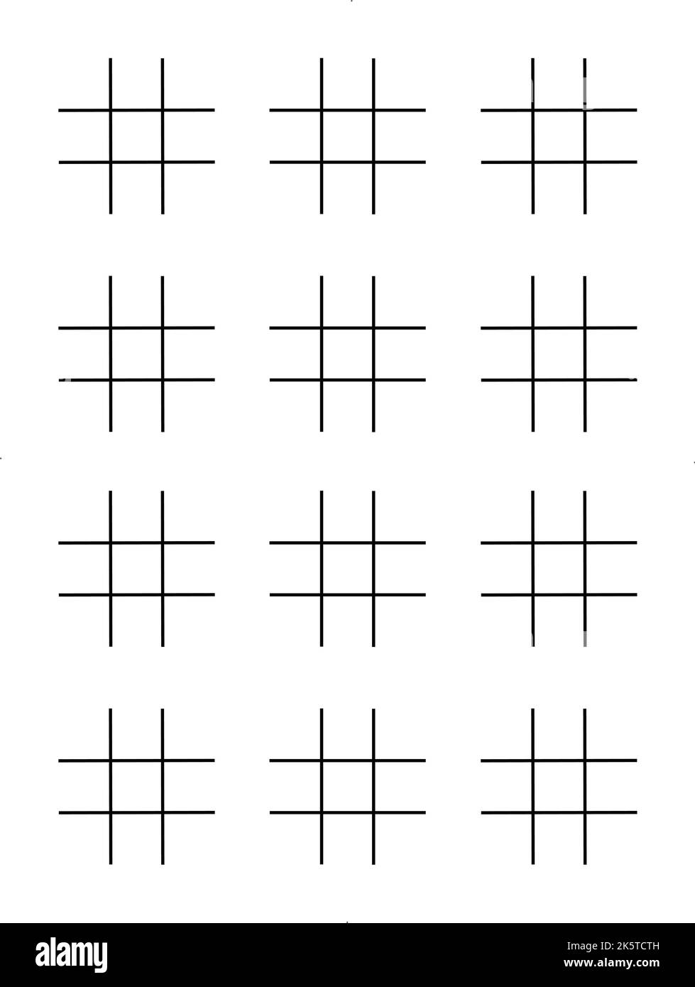 TIC TAC Toe 12 giochi in una tabella variazioni pagina, pagina attività bambini Illustrazione Vettoriale