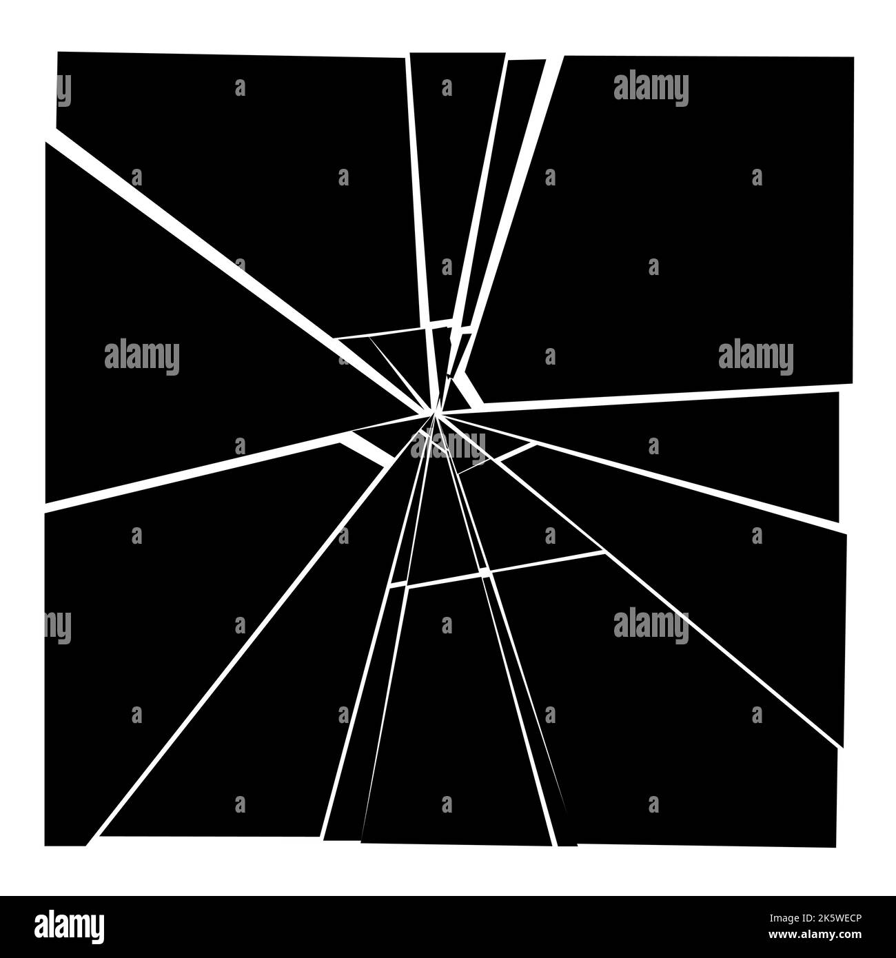 Sfondo del vettore di vetro fratturato. Nero bianco cracking schermo rotto vetro quadrato. Illustrazione Vettoriale