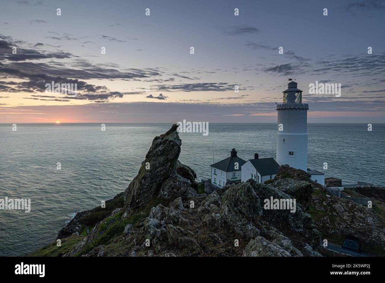 Sunrise at Start Point Lighthouse, Kingsbridge, Dorset, Regno Unito Foto Stock