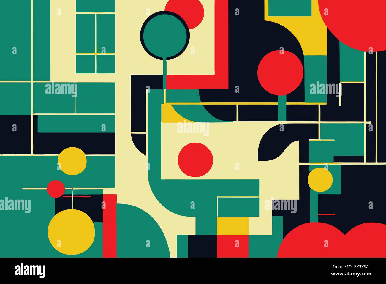 Le forme geometriche e le linee colorate che creano uno sfondo astratto Illustrazione Vettoriale