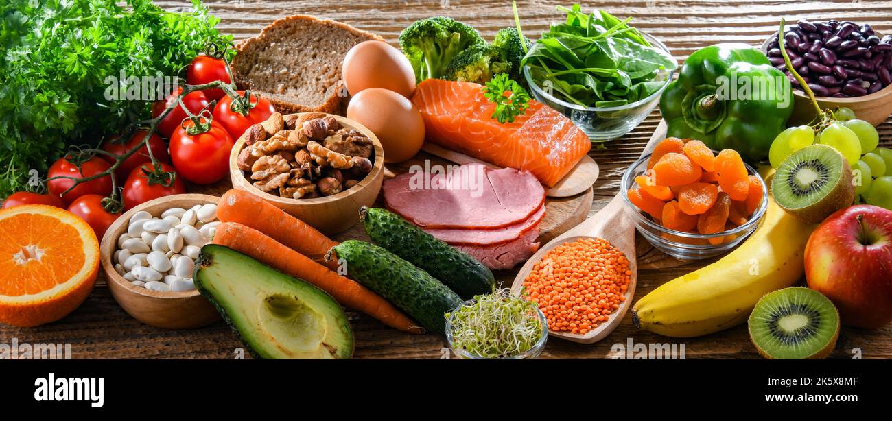 Prodotti alimentari consigliati per la gravidanza. Dieta sana Foto Stock